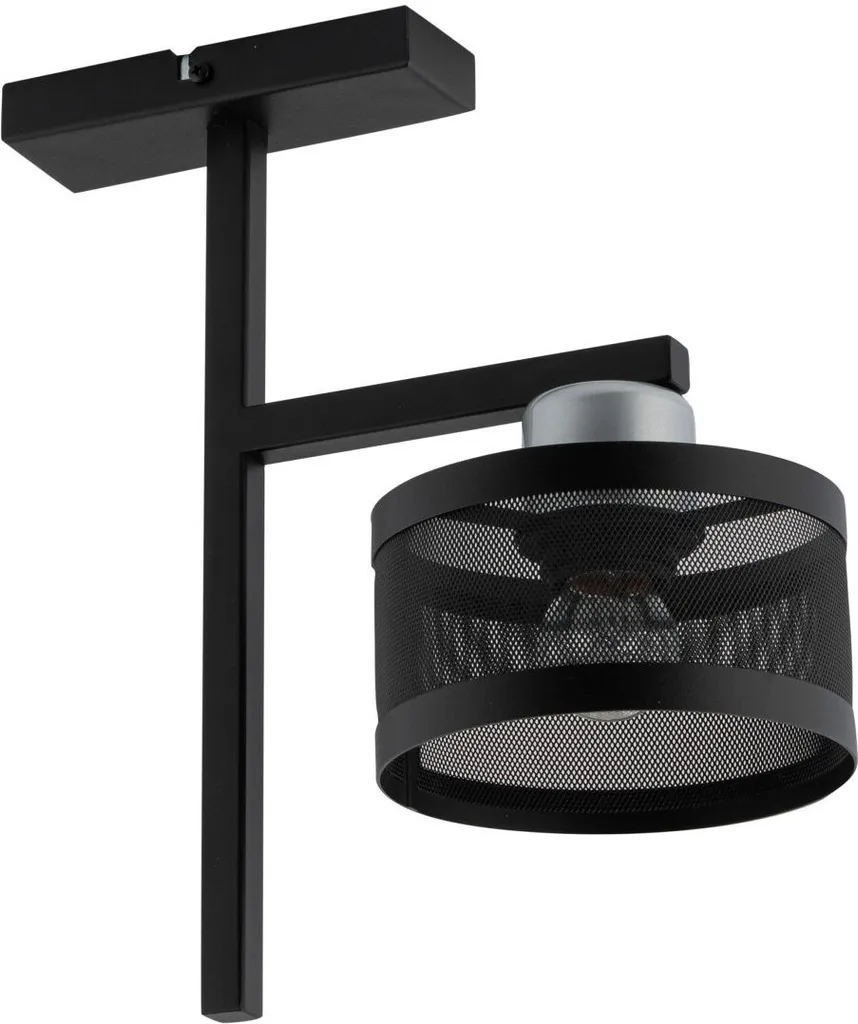 Plafonnier décoratif design avec abat-jour bicolore noir argenté 15W E27