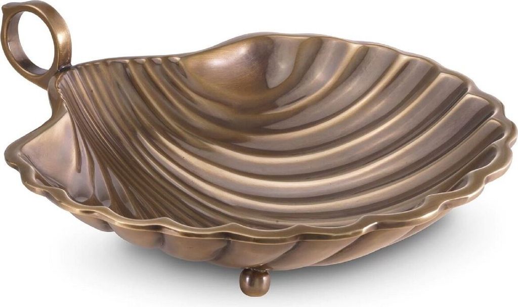 Casa Padrino Luxus Serviertablett Vintage Messing 22,5 x 19,5 x H. 5,5 cm - Messing Tablett in Muschelform - Hotel & Restaurant Accessoires - Luxus...