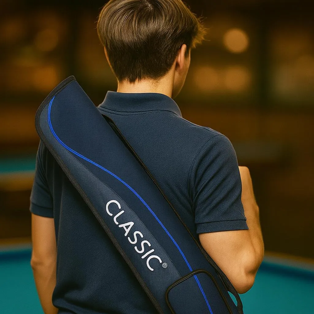 Sacoche de billard bleu gris idéale pour transporter 2 queues de pro - 4