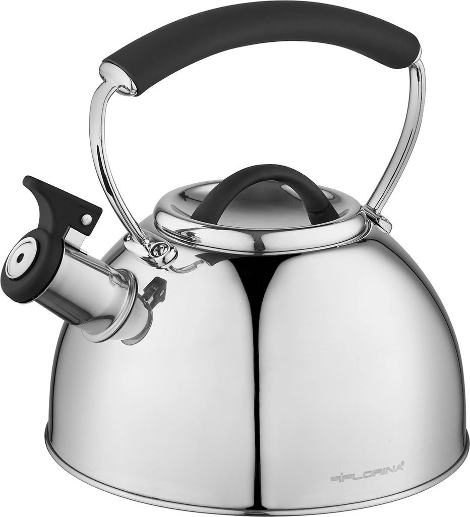 FLORINA ASTA Wasserkessel (2,3 l) I Hochwertiges Edelstahl I Teekessel I Flötenkessel mit Silikon-Touch Griff I Wasserkocher für Induktionsherd, ...