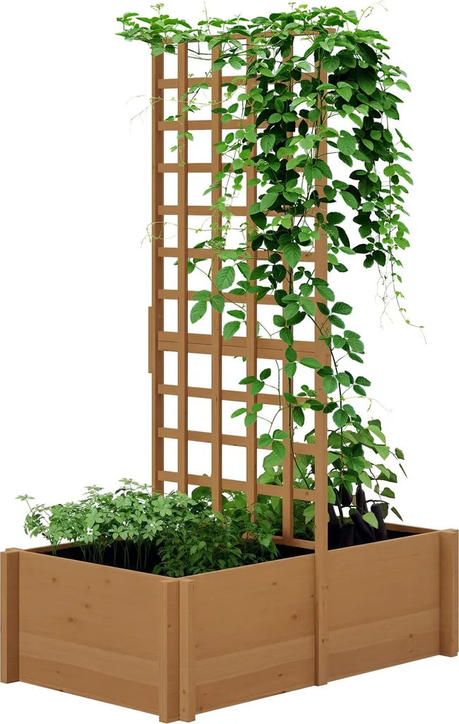 Bac à fleurs en bois avec espalier pour potager et balcon, 100x60x150cm