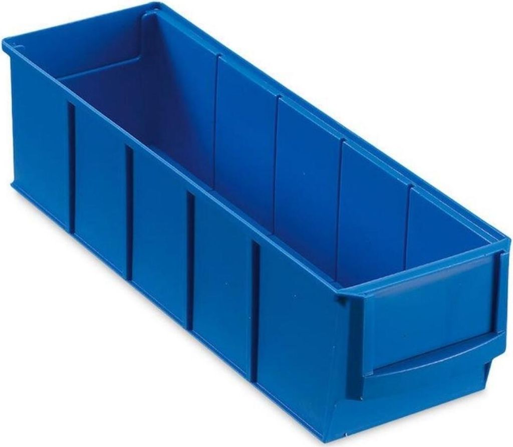 Blaue Industriebox 300 S | HxBxT 8,1x9,1x30cm | 1,6 Liter| Sichtlagerkasten, Sortimentskasten, Sortimentsbox, Kleinteilebox