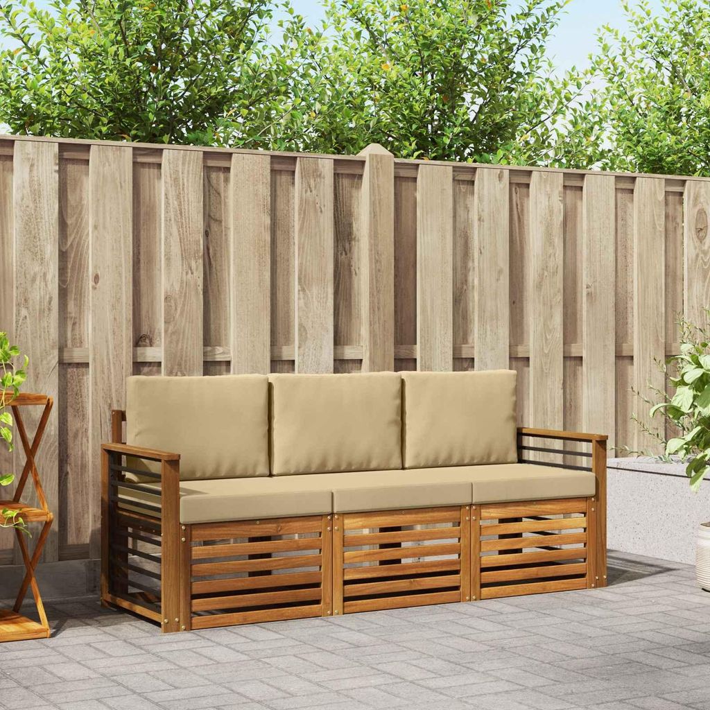 "Neues Produkt" Sofagarnituren - CLORIS - Terrassen-Sofa - 3 pcs - Natur und Beige Massivholz Akazie - Modern Gartensofas V1706
