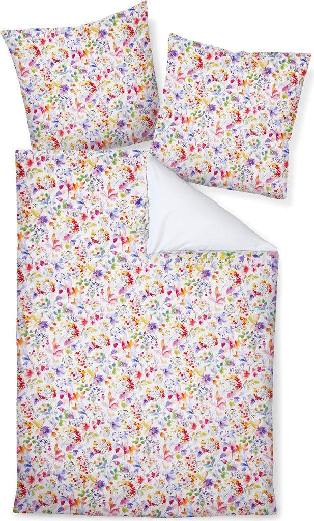 Traumschloss Mako Satin Bettwäsche - Blumendesign - bunt 135 x 200 cm bunte Blumen