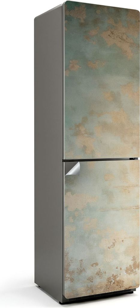 Metallische Textur mit Rost – Kühlschrank Aufkleber – Klebefolie Kühlschrank – Kühlschrank Dekor – Kühlschrankfolie selbstklebend – K...