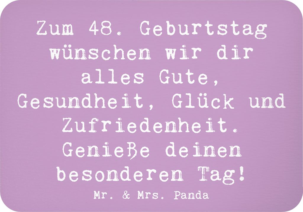 Mr. & Mrs. Panda Kühlschrankmagnet Spruch 48. Geburtstag - Lavendeltraum - Geschenk, herzlicher Lachen, Happy Birthday, magnet, wandmagnet, haftma...