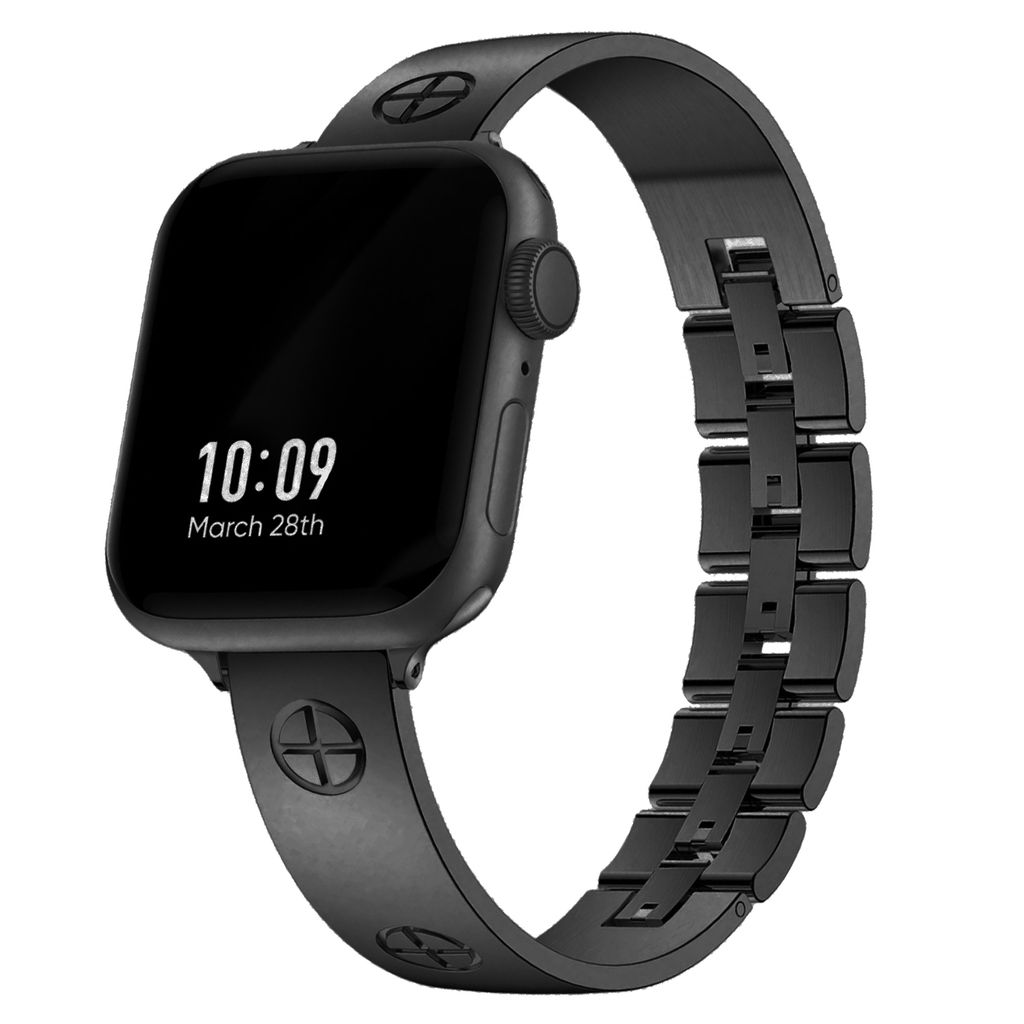 FFO2World Love Uhrenarmband im Cartier-Stil – Schwarz – Kompatibel mit Apple Watch 49/45/44/42mm(S1/2/3) – Edelstahl – Serie 1–10, Ul...