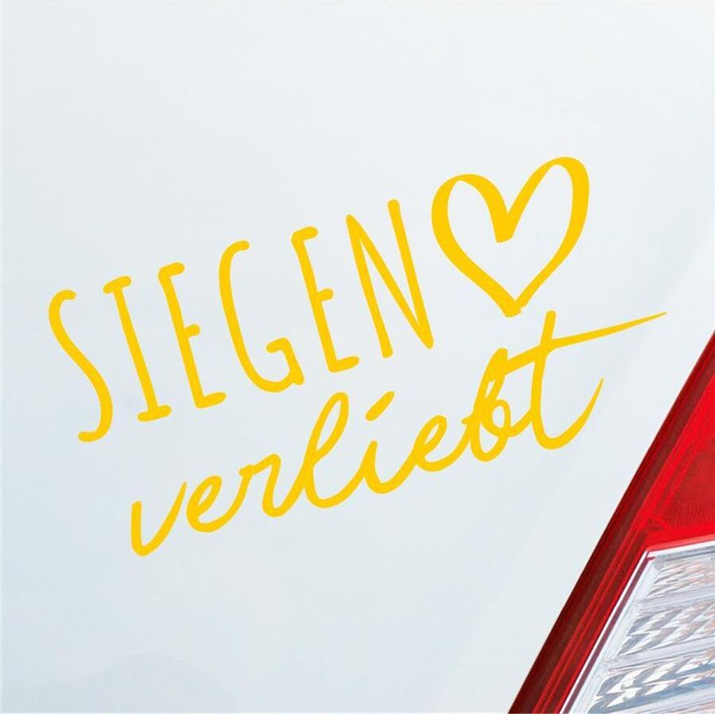 Auto Aufkleber Siegen verliebt Herz Stadt Heimat Liebe Car 19x9 cm Gelb Sticker Heckscheibenaufkleber