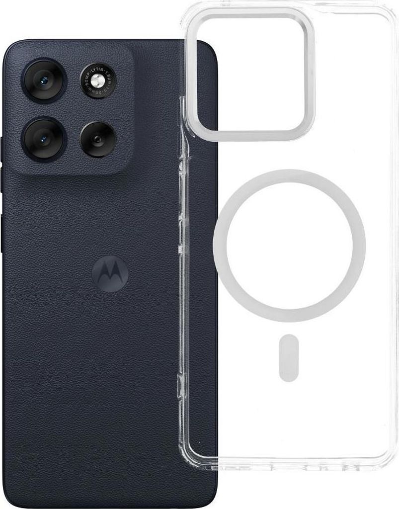 Case passend für Motorola G56 Frame Clear Hybrid Mag Cover kompatibel mit MagSafe transparent