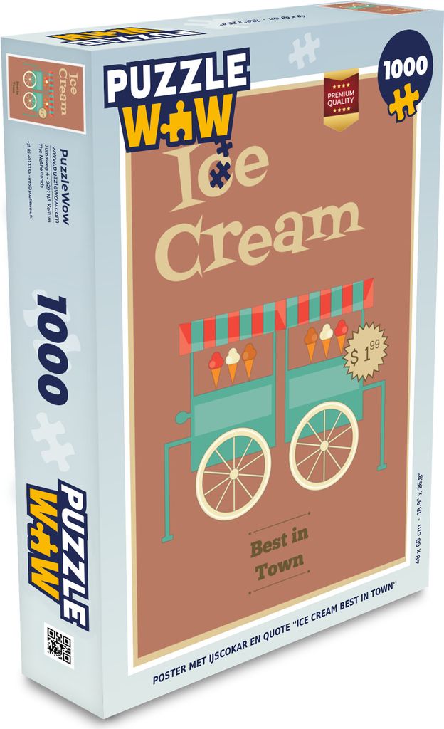 MuchoWow Puzzle 1000 Teile Plakat mit Eiswagen und Zitat: "Das beste Eis der Stadt". - Spielzeug - Alt und Jung - Spiele - Puzzeln