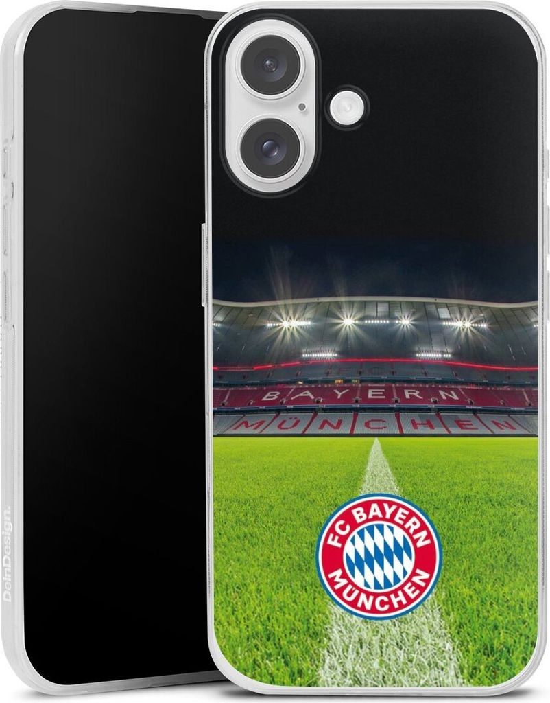 DeinDesign Slim Hülle für Apple iPhone 16 Silikon Case Ultra Dünn Handyhülle FC Bayern München FCB Stadion