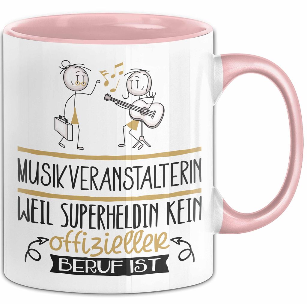 Musikveranstalterin Geschenk Tasse Lustiger Spruch Musikveranstalterin Weil Superheldin Kein Offizieller Beruf Ist Geschenkidee (Rosa)