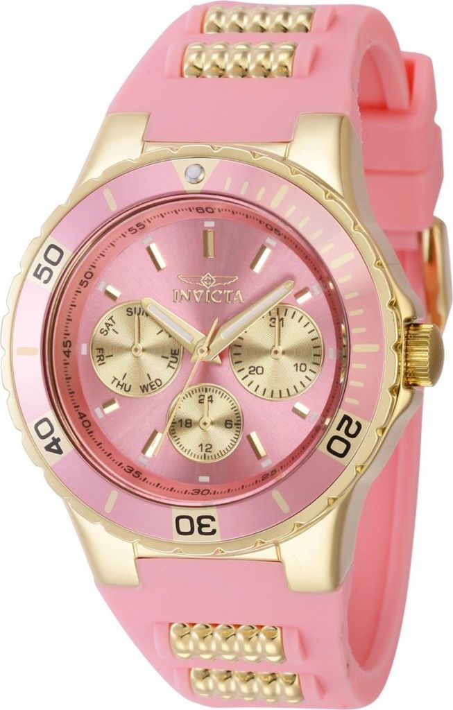 Invicta Aviator 39409 Damen uhr - Wasserdicht - Analog - Quarzuhrwerk - Edelstahl mit rosa zifferblat - 38mm