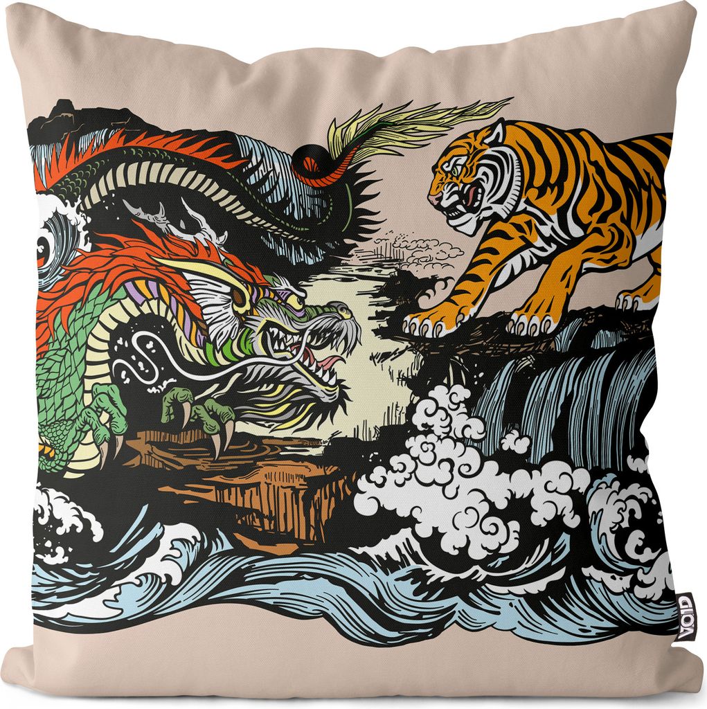 VOID China Asien Tiger Drache Kissenbezug Kissenhülle Polyester Dekoration Outdoor Dekokissen
