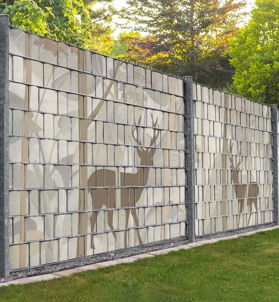 Sichtschutzstreifen Boho Stil Hirsche im Wald Sichtschutz Garten Zaun - Teil1 - 250x180cm