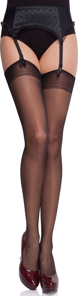 Merry Style Damen transparent Strapsstrümpfe MS 226 15 DEN (Schwarz, XL-XXL)