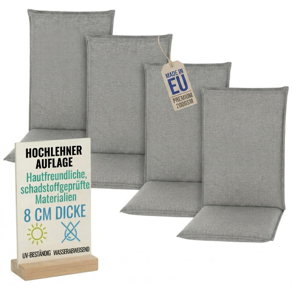 Pillows24 - 4x Hochlehner Auflagen 120x50x8 cm | Bequeme & Produktbild 