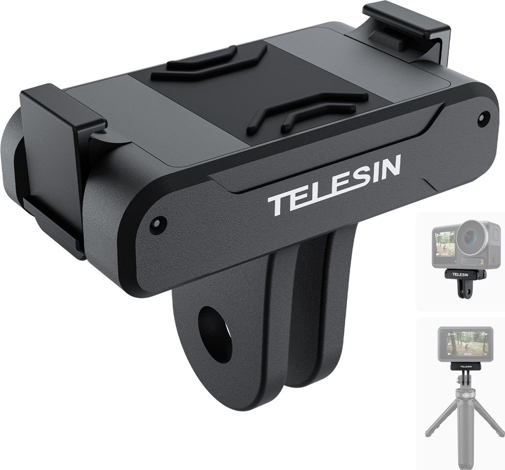 TELESIN OA-TPM-T04 Magnetische Schnellwechselhalterung fuer Action-Kamera, Metall-Kamerahalterung mit Sportkamera-Adapter, kompatibel mit Action 4/3