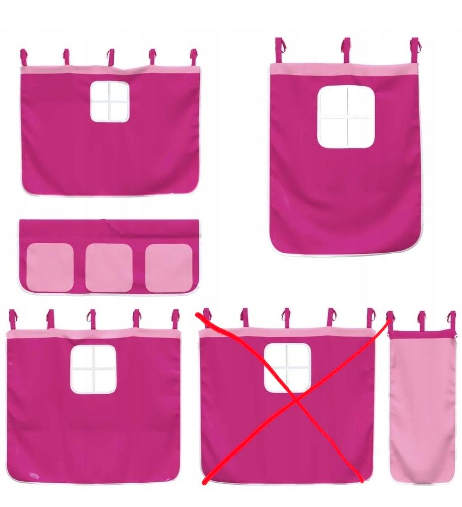 vidaXL Tende per letto a soppalco rosa in poliestere Immagine del prodotto 