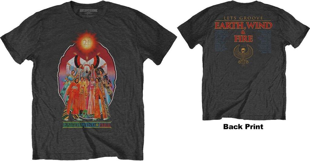 Earth, Wind & Fire - "Let ́s Groove" T-Shirt für Herren/Damen Uni RO2606 (L) (Anthrazit)