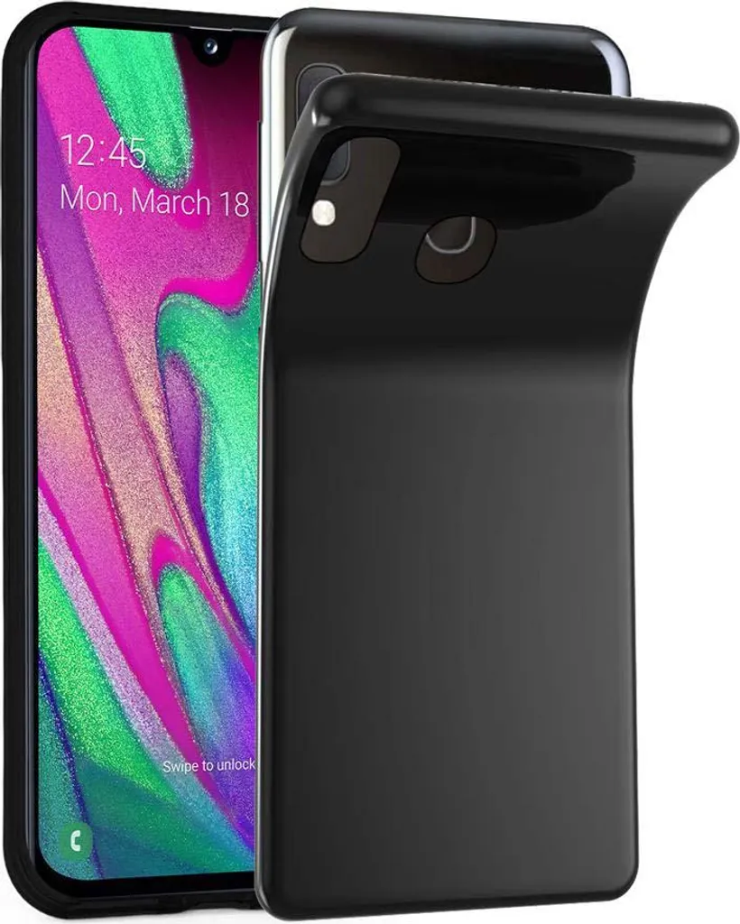 Custodia Samsung Galaxy A40 Cadorabo - Cover Silicone Slim Nero Opaco