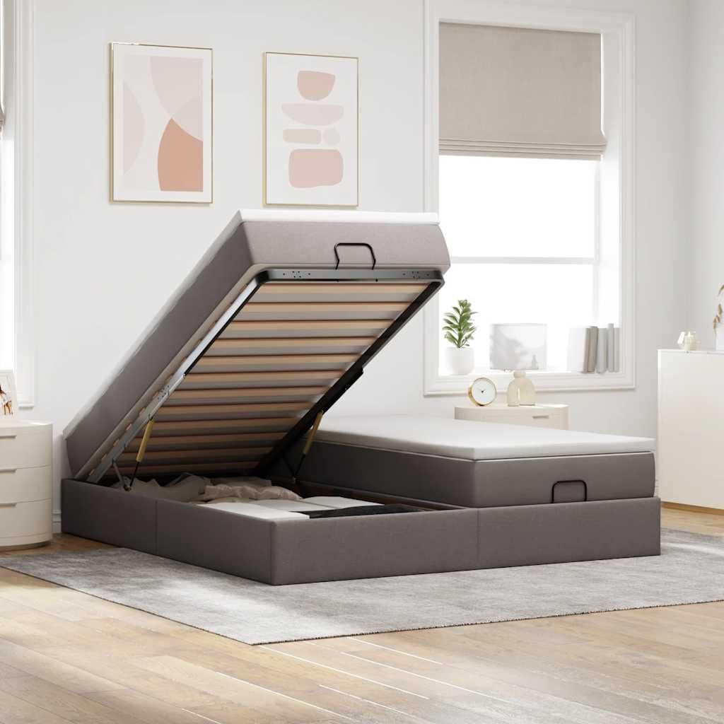 Maison Exclusive - Ottoman-Bett mit Matratzen Taupe 160x200 cm Stoff