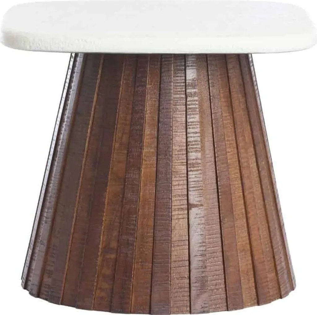 Table d'appoint OKATO : gagnez de la place avec style - Bois et crème 45 cm