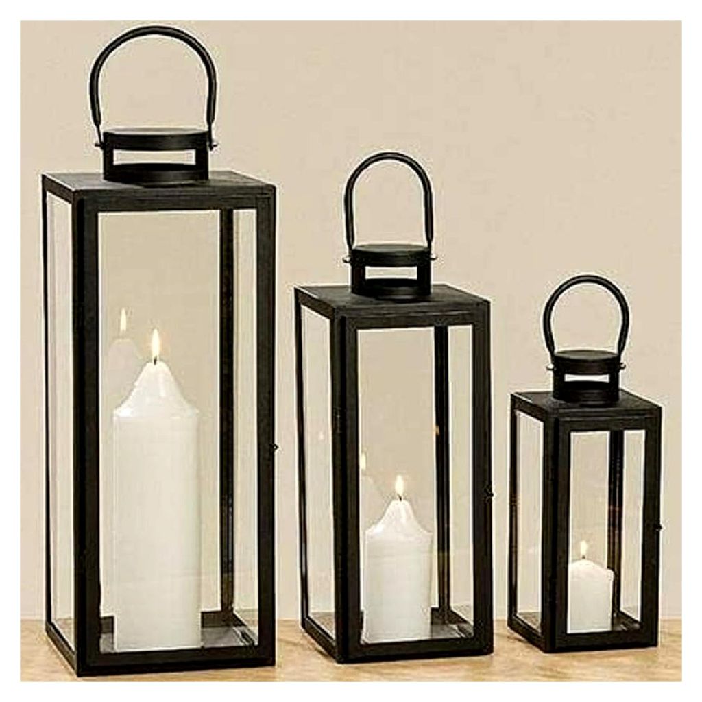 Laternen Set Arana (schwarz, 3-teilig, ohne Kerzen, Dekoration für Wohnung, Haus, Indoor, Kerzenhalter)