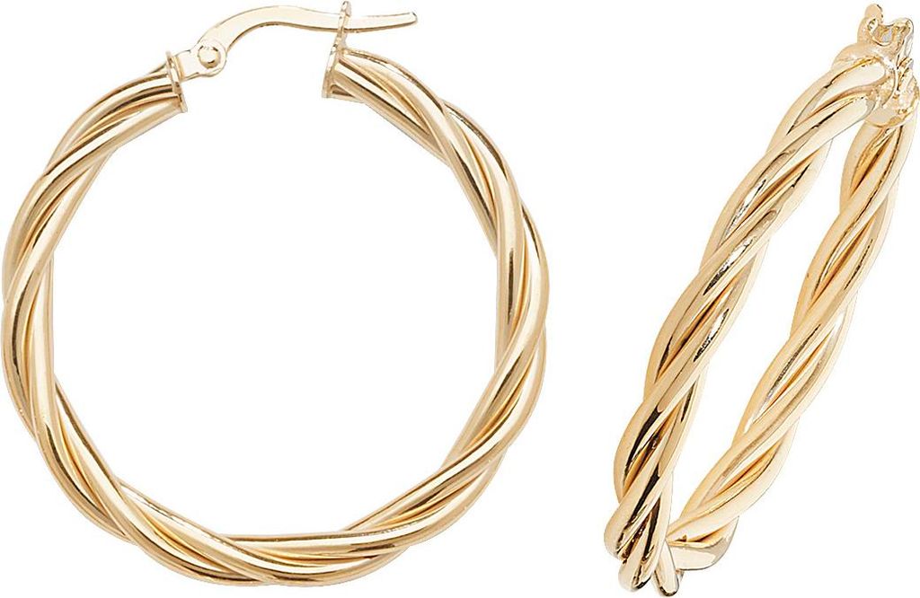 Edle 9 Karat (375) Gold Damen - Paar Creolen - 25mm; TRS374829KYMM25