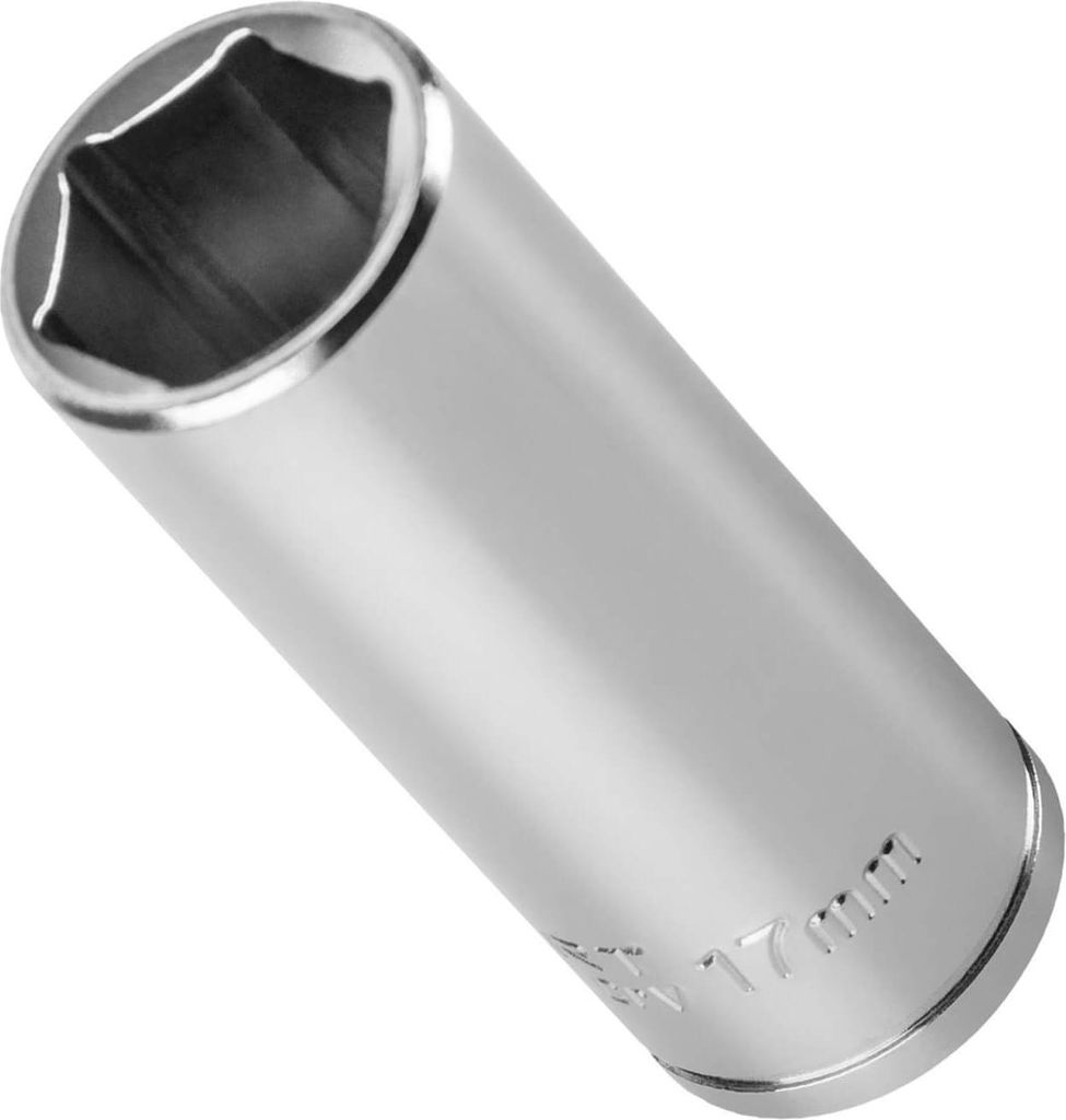 17mm, Steck-Schlüssel Einsatz Lang | Steck-Nuss Lang |Sechskantschlüssel Innensechskant Satz 3/8 Zoll, Adapter für 1/2 Zoll, 1/4 Zoll