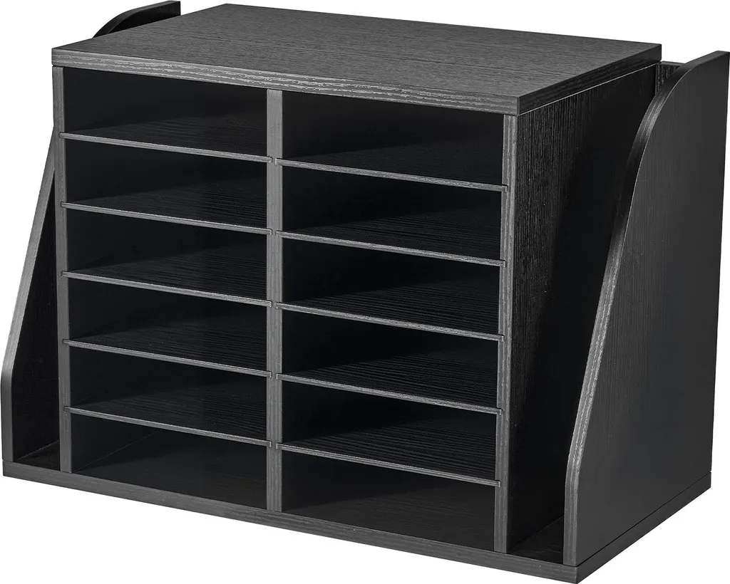 Organiseur de documents 12 cases meuble de tri courrier bureau noir