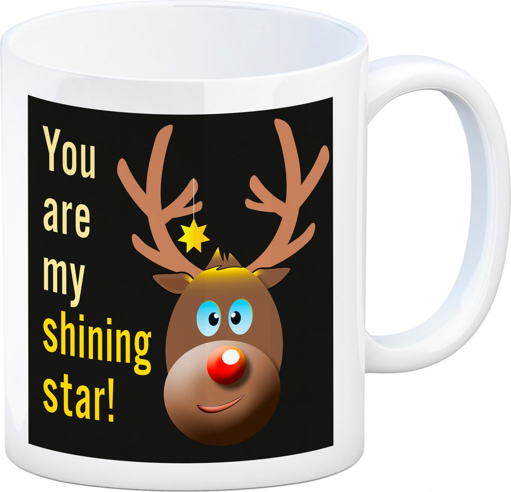 Weihnachten Kaffeebecher mit Rentier Motiv in Schwarz