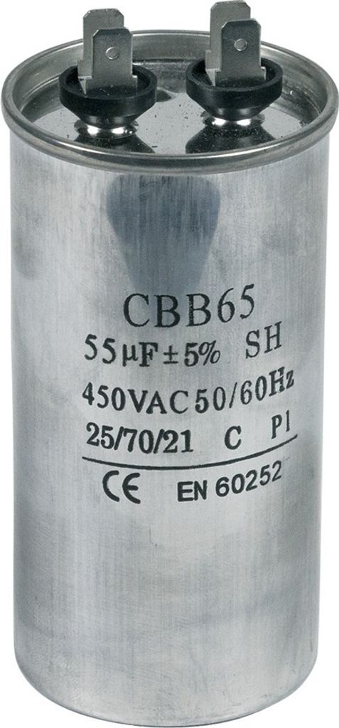 Europart 10032659 UNIVERSAL Kondensator Anlaufkondensator Betriebskondensator Haushaltsgerätekondensator 55,00μF 450V mit Steckfahnen CBB65 für ...