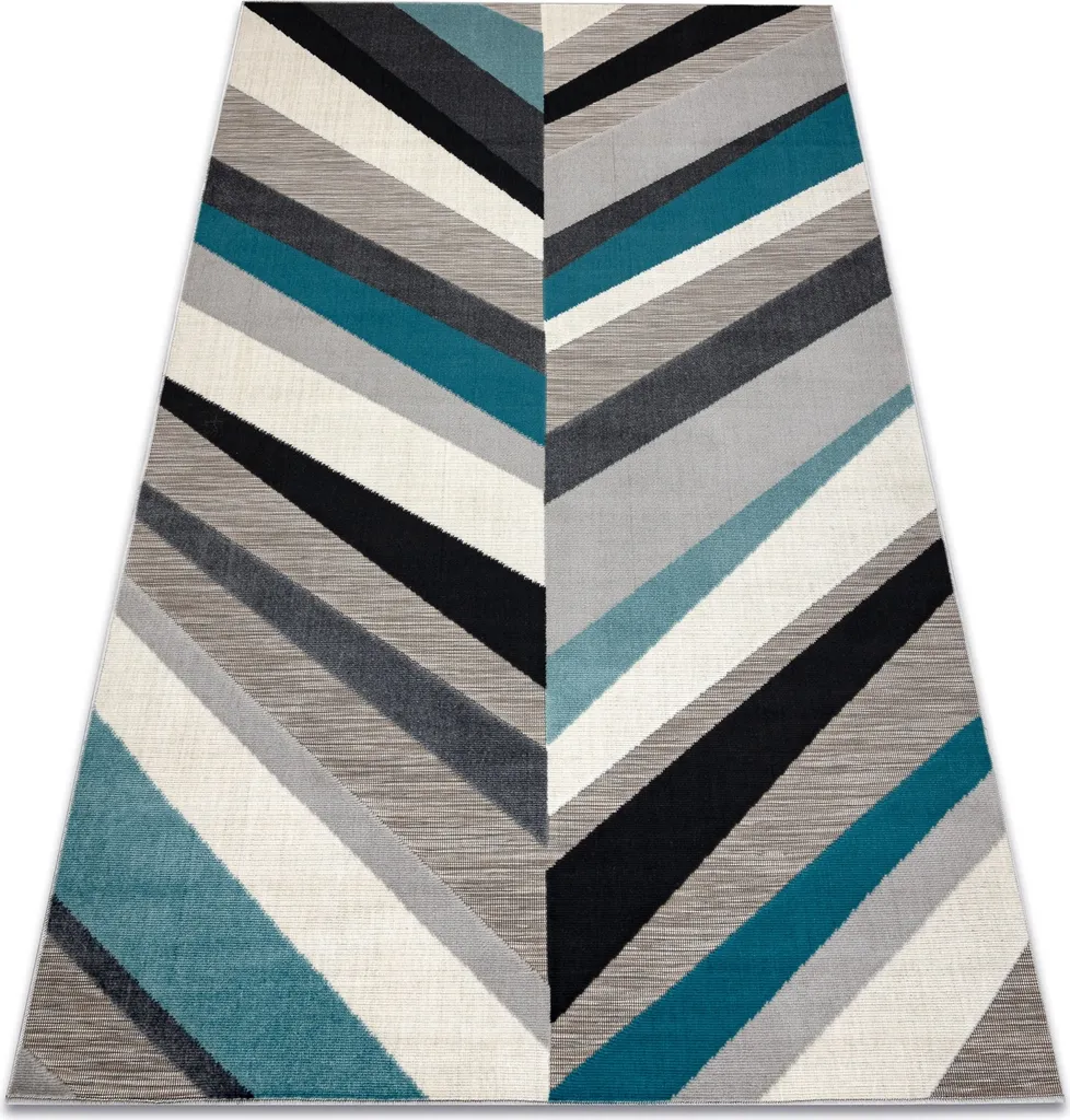 Tapis LISBOA 27237654 à motifs chevrons gris et bleu gris 120x170 cm