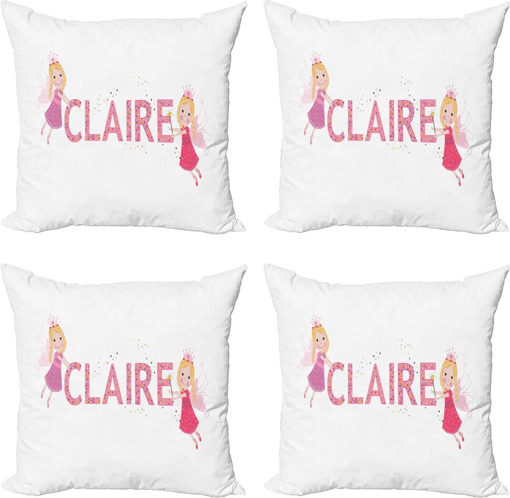 ABAKUHAUS Claire Kissenbezug Set (4 Stück), Märchen Girl Name, Moderner Doppelseitiger Digitaldruck, 45 cm x 45 cm, Mehrfarbig