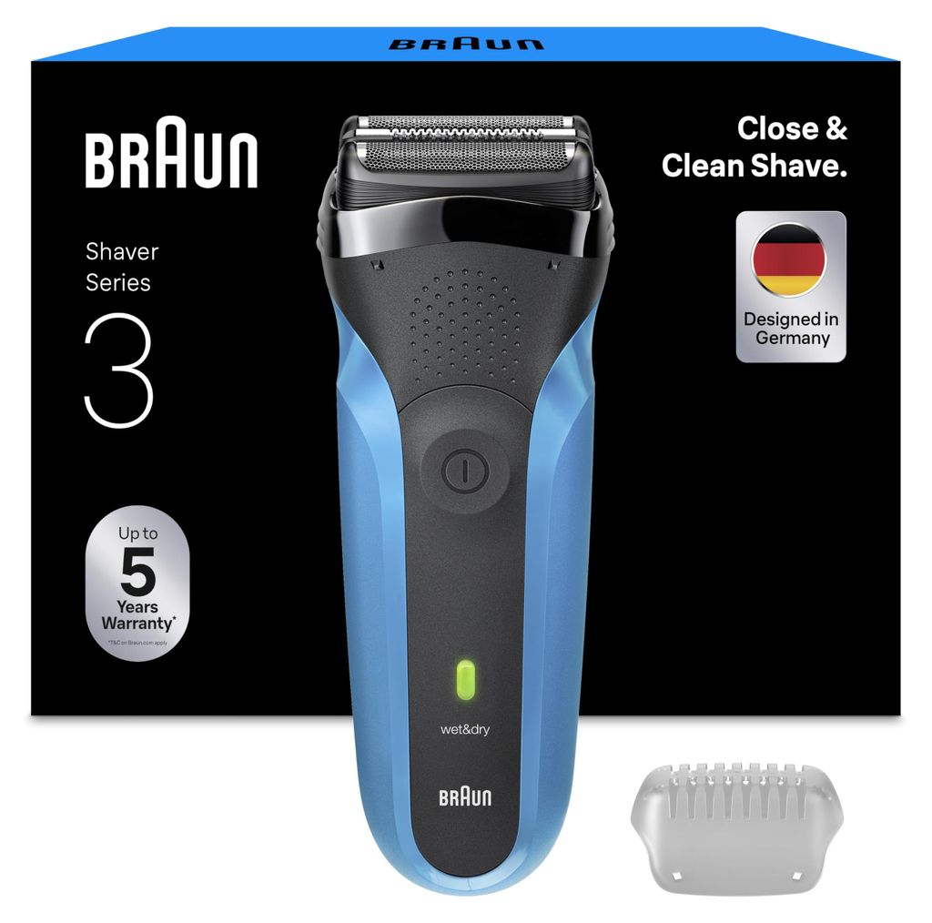 Braun Series 3 310s, Folienschaber, Schwarz, Blau, Akku, Produktbild 