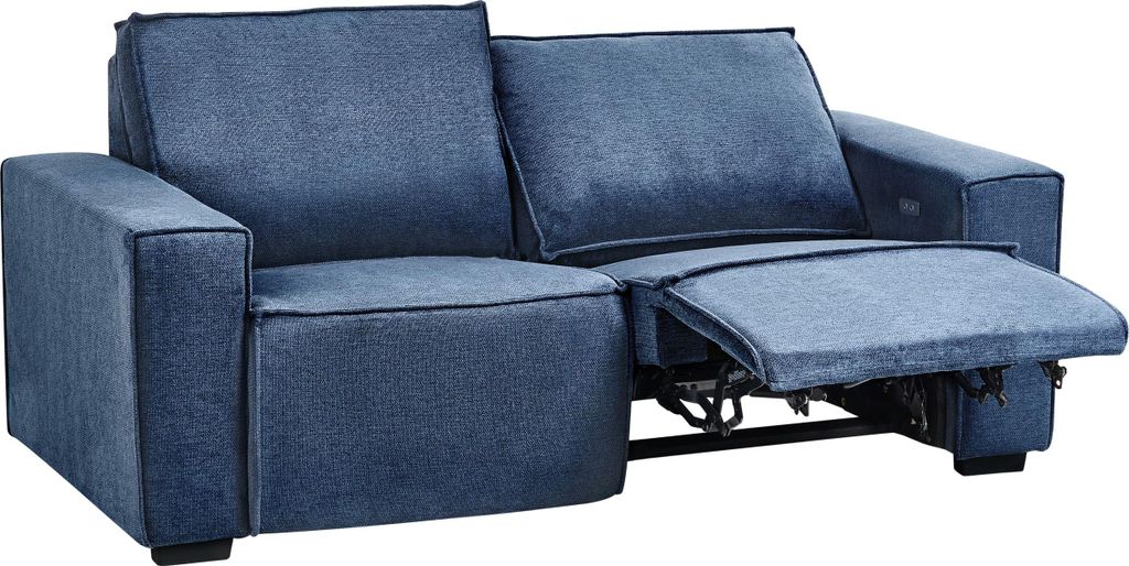 BELIANI Sofa Blau aus Stoff 2-Sitzer Gepolstert Elektrisch Verstellbar Relax Funktion für 2 Personen Modernes Retro Design Couch Wohnzimmermöbel
