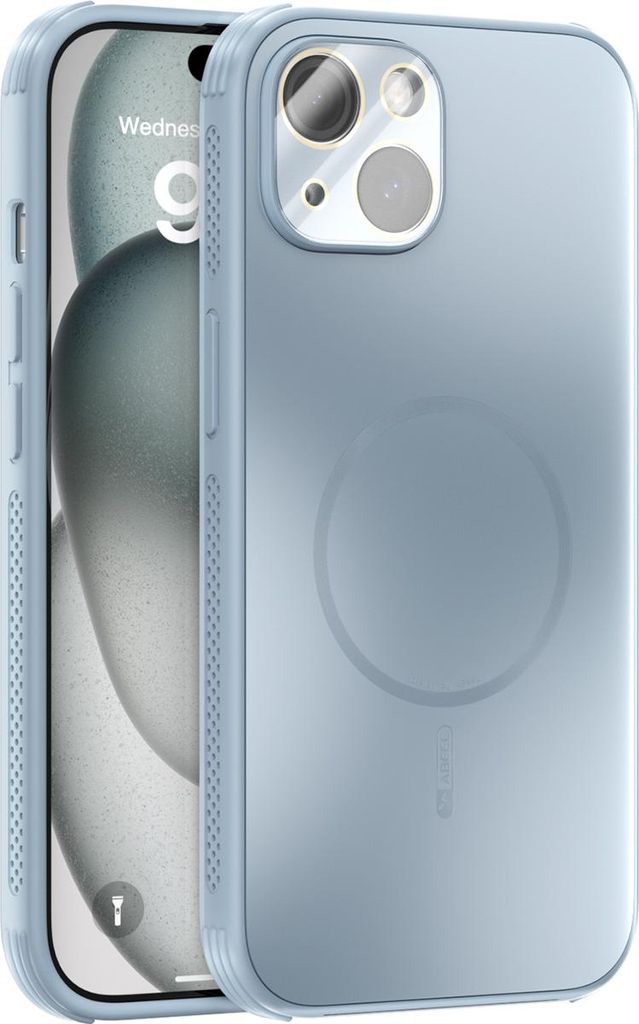 Matte PC TPU Hülle für iPhone 13 Magnetische Handyhülle mit Linsenabdeckung und Wärmeableitung Stoßstange Hellblau