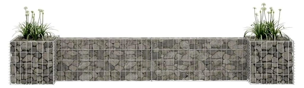 H-förmiger Gabionen-Pflanzkorb aus Stahldraht, stabil und witterungsbeständig, für Garten und Terrasse, Maschenweite 10x5 cm, 260W x 40D x 40H cm