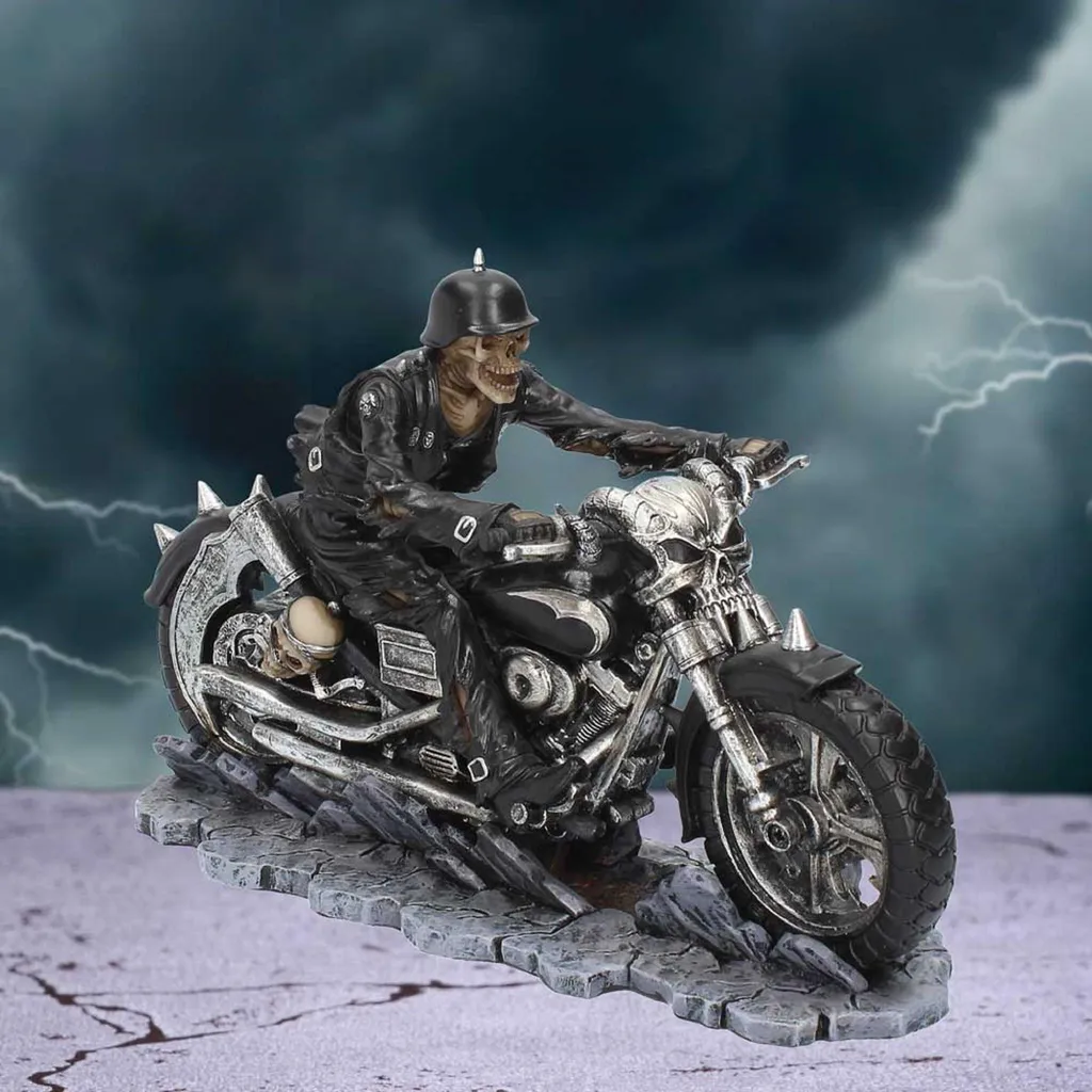 Figurine Squelette Biker L'enfer sur l'Autoroute Déco Rock 20cm - 7