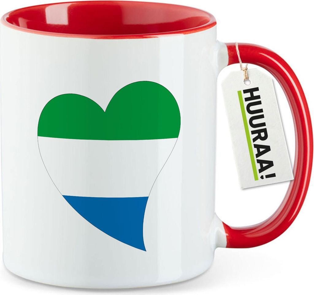 Huuraa Kaffeetasse Sierra Leone Flagge Herz 330ml Rot Keramik Kaffeebecher Geschenkidee