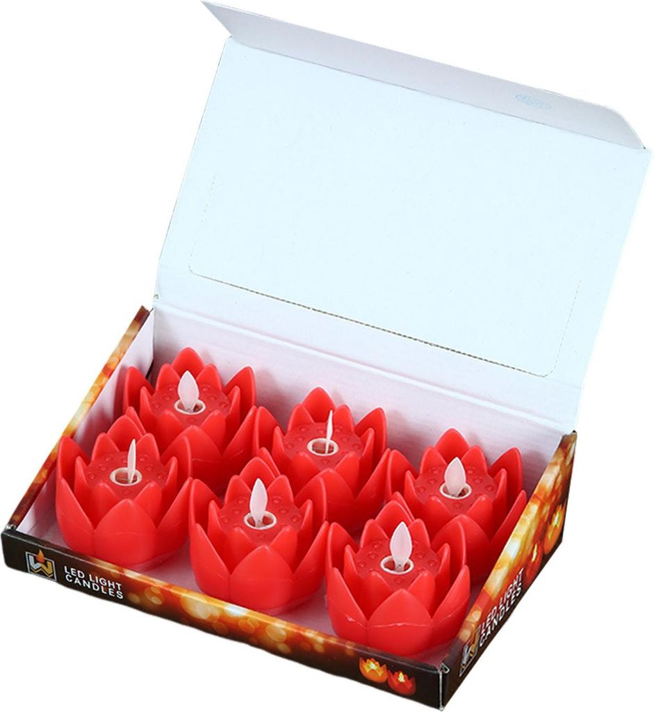 6 Stück Diwali-LED-Lotuskerzen, flammenloses Lotus-Teelicht, batteriebetrieben, flackernde buddhistische Lampe für Zuhause, Schreibtisch, Tafelau...