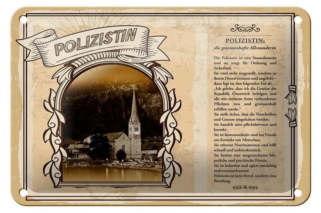 Blechschild Berufe 18x12cm Polizist Staatsdiener Ordnung Dekoration