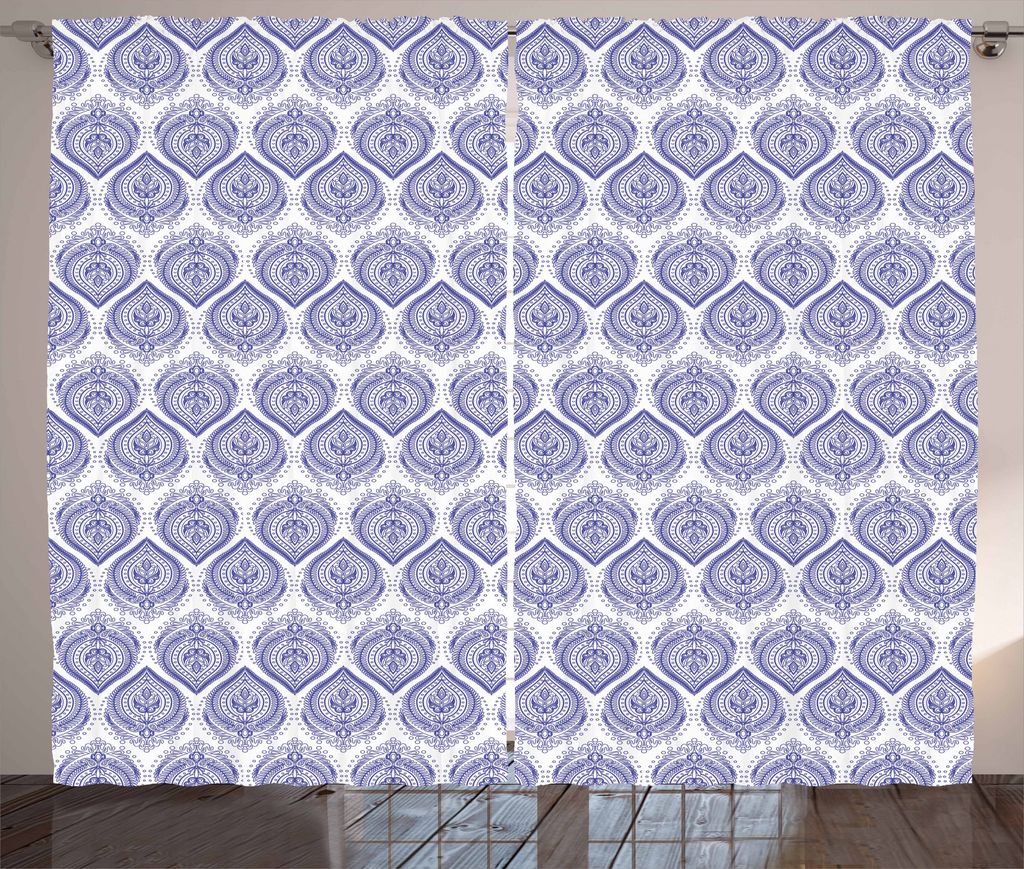ABAKUHAUS Paisley Rustikaler Gardine, mittelalterliche Motive, Schlafzimmer Kräuselband Vorhang mit Schlaufen und Haken, 280 x 175 cm, Violett und...