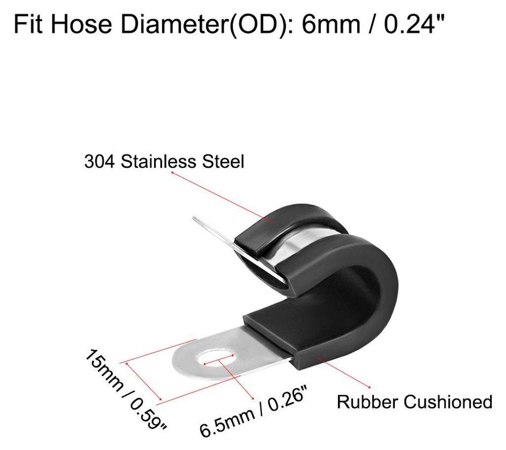 8Stk.6mm Edelstahl Gummi gepolsterte isolierte Klemme R Form Metall Klemme