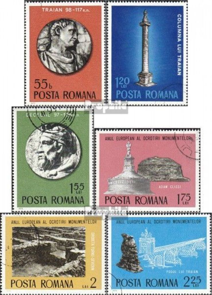 Briefmarken Rumänien 1975 Mi 3267-3272 (kompl.Ausg.) gestempelt Denkmalschutz