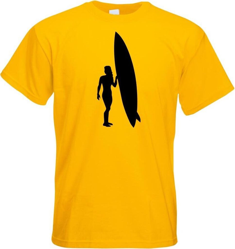 Kiwistar - T-Shirt - gelb - Surfen Wellen Sport Figur Motiv Bedruckt Funshirt Design Print - mit Motiv Bedruckt - Funshirt Design - Sport - Freizei...