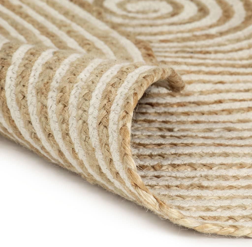 vidaXL Teppich Handgefertigt Jute mit Spiralen-Design Weiß Produktbild 