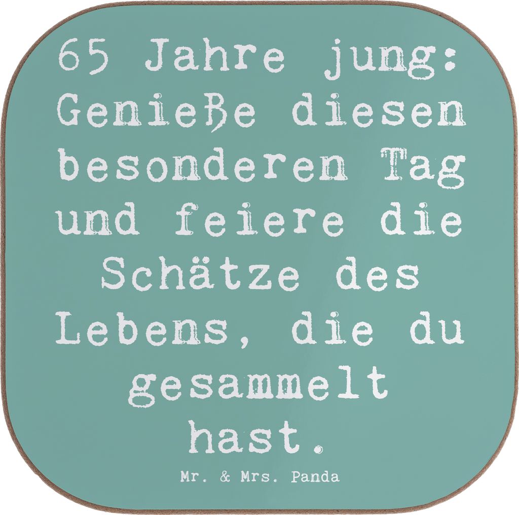 Mr. & Mrs. Panda Tischschoner Spruch 65. Geburtstag Feiern - Meeresbrise - Geschenk, Schätze des Lebens, Geburtstagsbotschaft, Alter, Getränkeunt...
