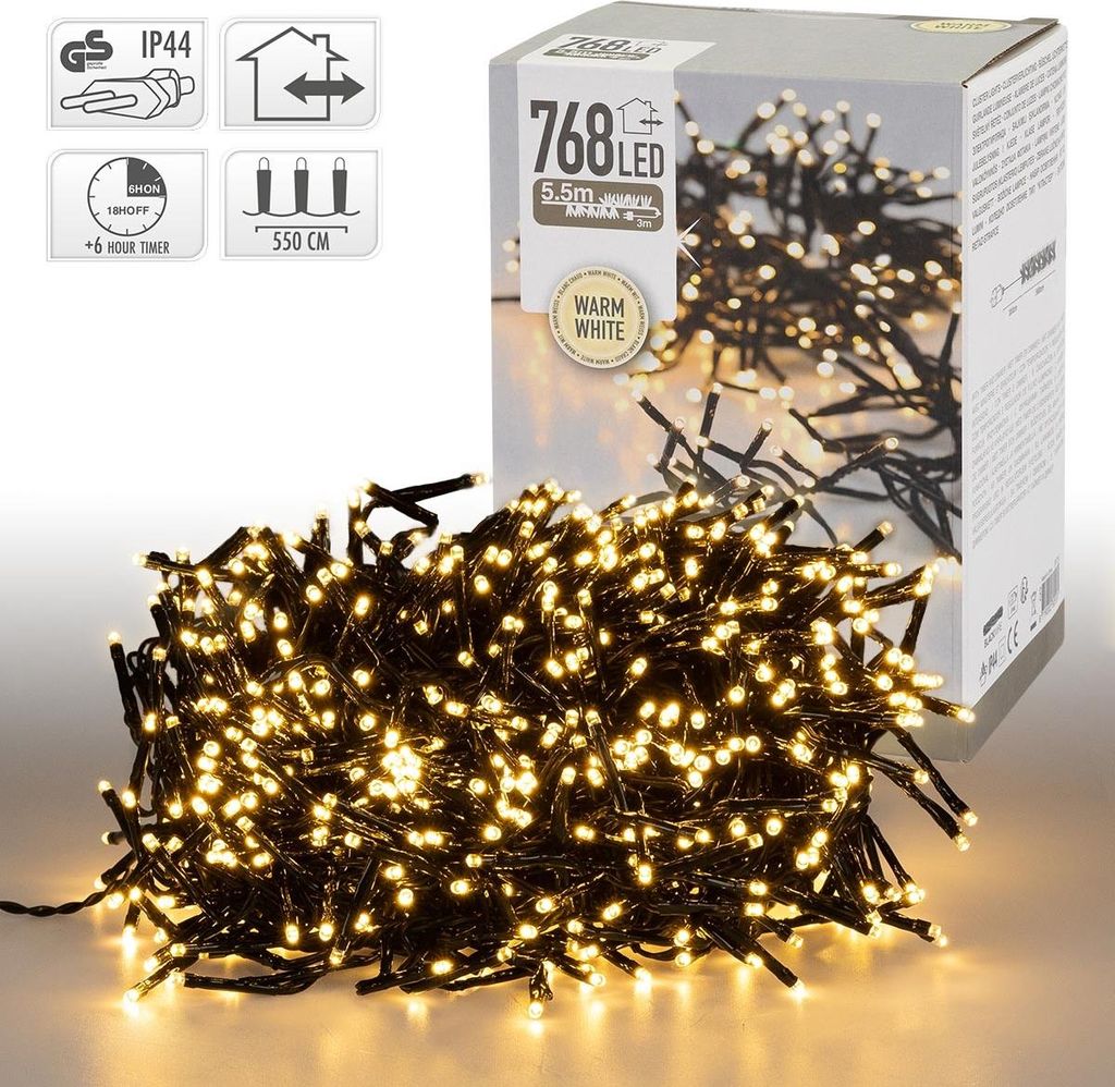ECD Germany LED Cluster Lichterkette mit 768 LEDs Warmweiß Produktbild 